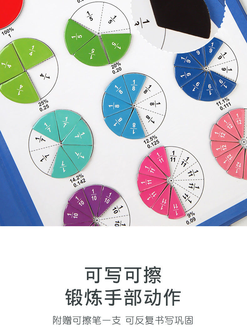 Magnetic Fraction Disk Demonstrator Numerator and Denominator Cognitive Addition and Subtraction Operation Third Grade Primary School Mathematics Teaching Aids Toys