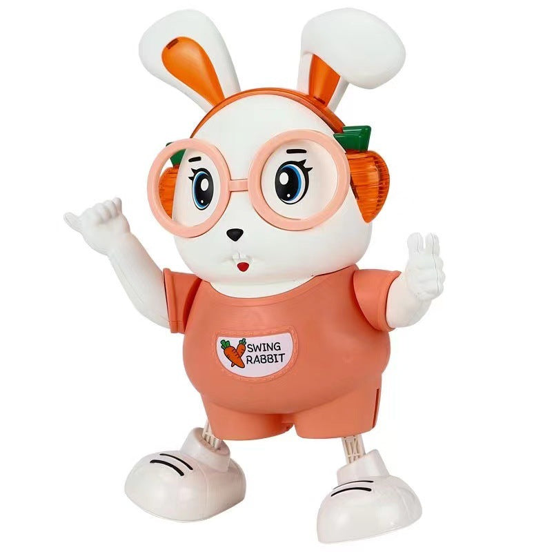 Stall explosions cute rabbit singing and dancing robot toy lighting music 1-year-old baby interactive head-up training