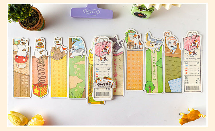 Paper Bookmark Meow's Everything Book Cute Flash Sand Bookmark Student Reading Marker Booklet Creative Gift Writable