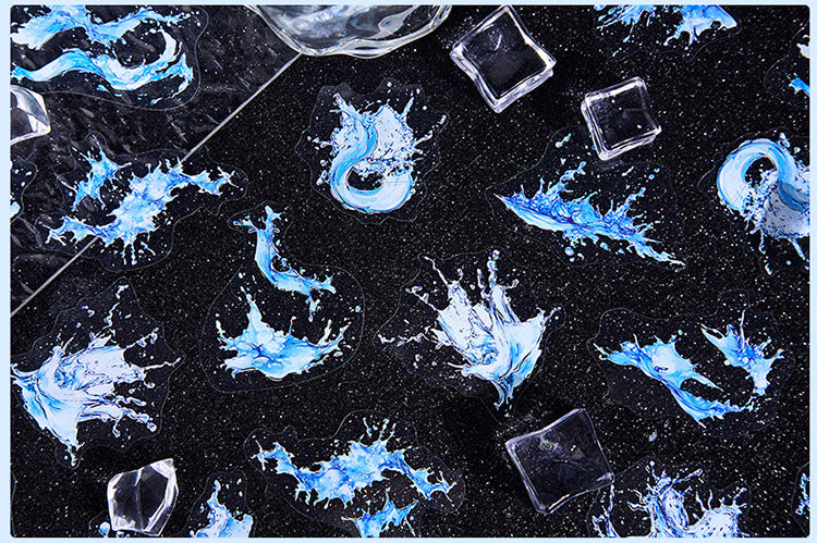 Light-Picking Bronzing Wave Handbook Stickers Natural Water Series Pet Material DIY Decorative Collage Stickers Cross-Border