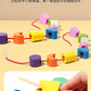 Children's Educational Beaded Five Sets of Column Color Sensory Enlightenment Children's Shape Matching Perception Early Education Wooden Building Blocks Play