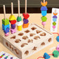 Children's Educational Beaded Five Sets of Column Color Sensory Enlightenment Children's Shape Matching Perception Early Education Wooden Building Blocks Play