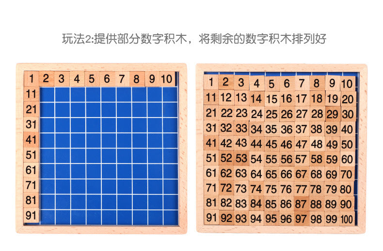 Montessori Mathematics Teaching Aids 1-100 Digital Continuous Board Sorting Board Children's Educational Early Education Wooden Hundred Board Children