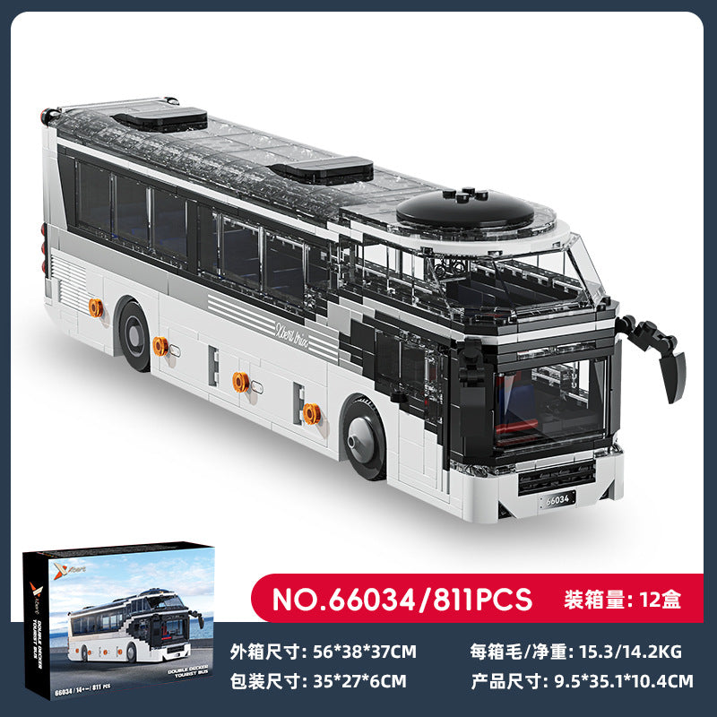 Cross-border engineering series truck city bus transport vehicle combined with small particle building blocks children's educational enlightenment toys