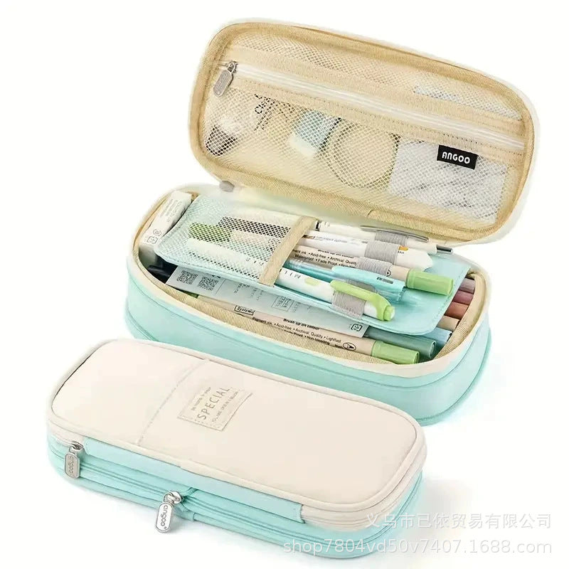 Oxford Cloth Large-Capacity Double-Zipper Multi-Layer Pencil Case Multi-Functional Stationery Box for Primary and Secondary School Students in the Back-To-School Season Wholesale from Manufacturers