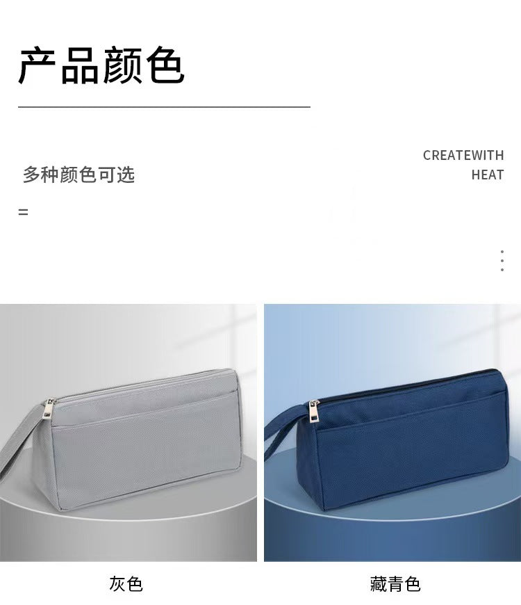 Oxford Cloth Double-Layer Pencil Case, Stylish and Stain-Resistant Stationery Bag for Elementary School Students, Simple Storage with Logo Printing