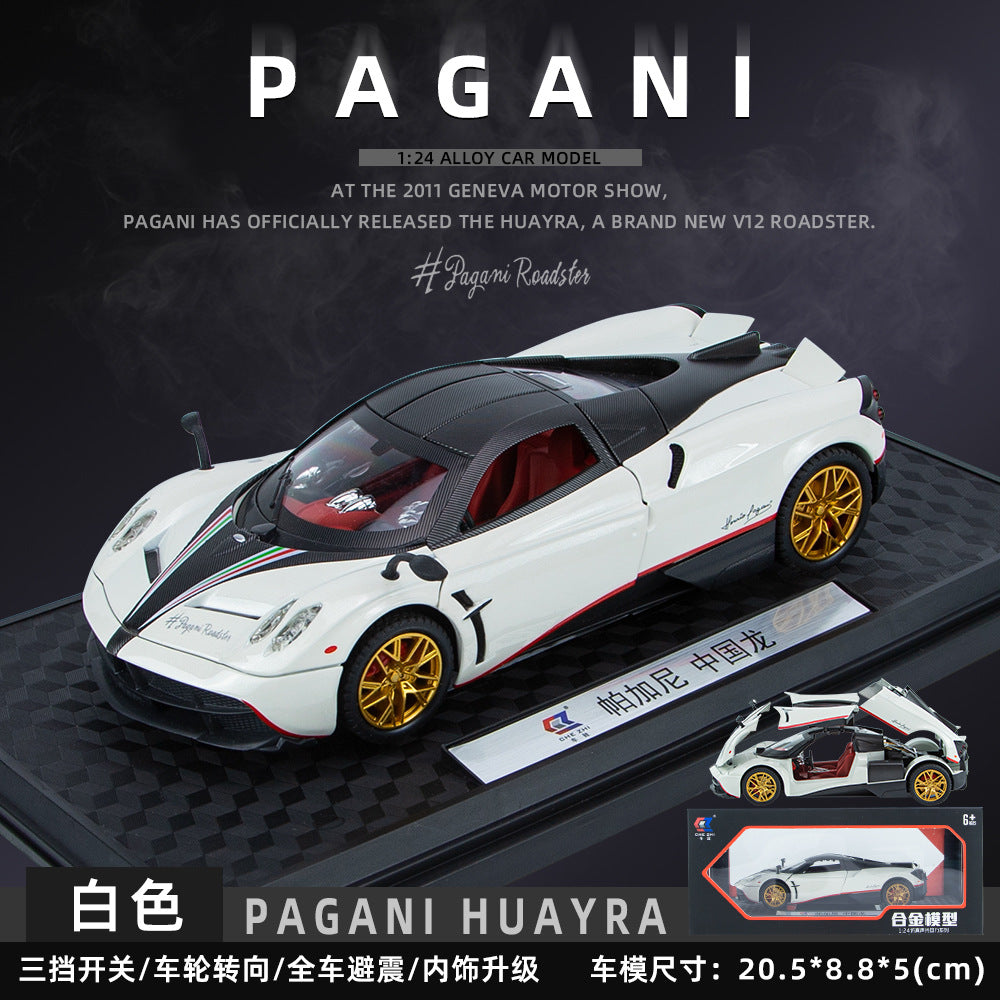 Car-driven alloy model children's toys 1:24 Pa Garni Chinese dragon car sound and light pull back four-door bracket box