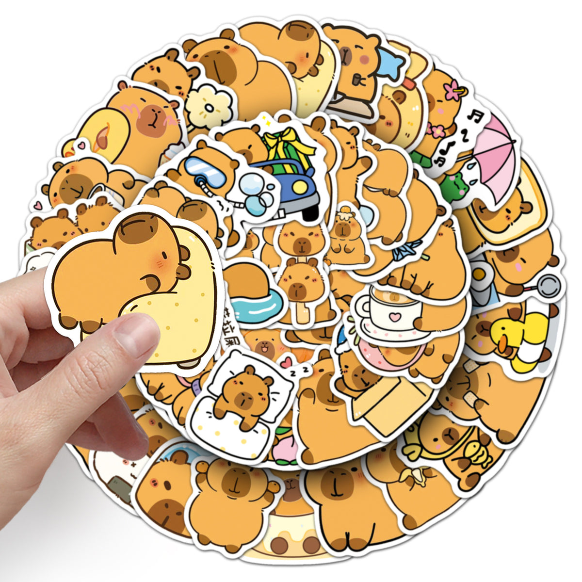 50 Capibalakatong Stickers Personalized Cross-border Cute Animal Capybara Decorative Water Cup Hand Account Goo Card Stickers