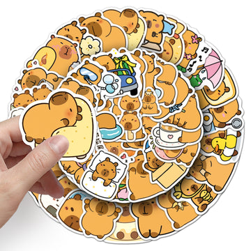 50 Capibalakatong Stickers Personalized Cross-border Cute Animal Capybara Decorative Water Cup Hand Account Goo Card Stickers