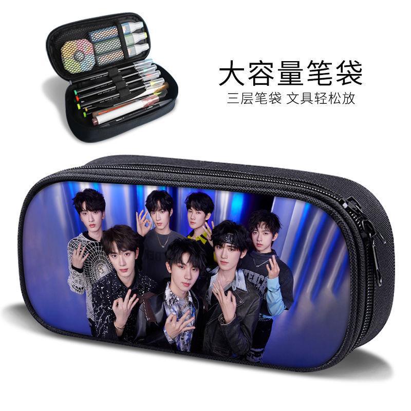 Times Youth Multi-Layer Stationery Box Canvas Pencil Bag Large Capacity Student Storage Box Pencil Bag Zipper New Style