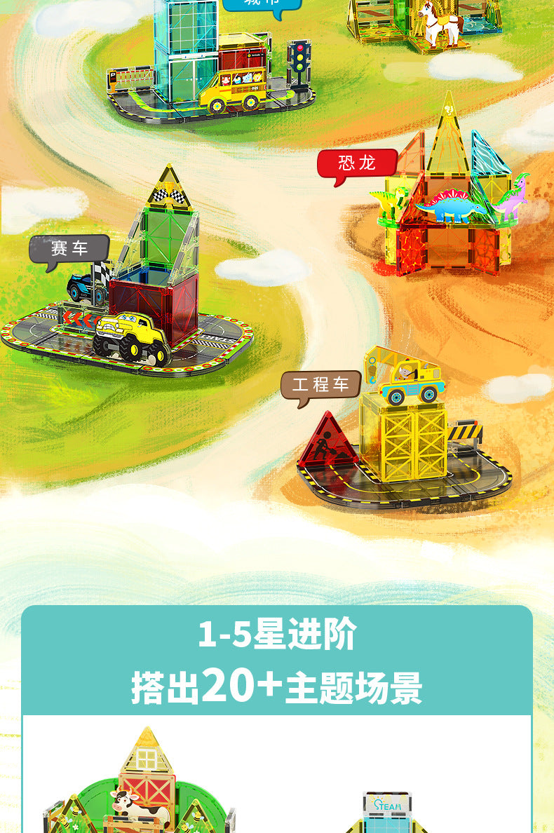 Girls Color Window Magnetic Sheet Kidsren's Zoo Engineering Vehicle City Crane Scene Strong Magnetic Refill Kidsren's Puzzle