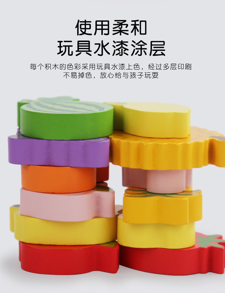 Cross-Border Children's Wooden Three-Dimensional Hexagonal Puzzle Animal Transportation Puzzle Building Blocks Early Education Educational Toys