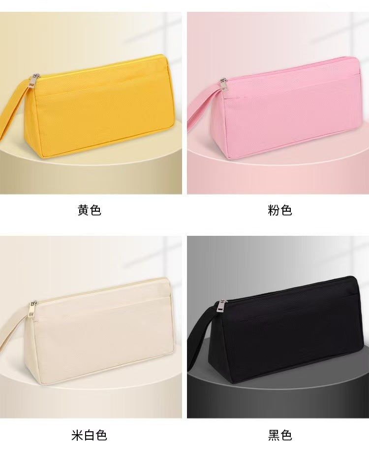 Oxford Cloth Double-Layer Pencil Case, Stylish and Stain-Resistant Stationery Bag for Elementary School Students, Simple Storage with Logo Printing
