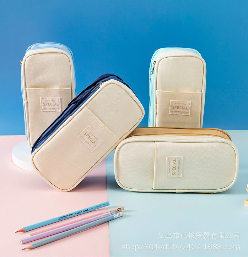 Large-Capacity Retractable Pencil Case Stationery Box in Japanese and Korean Style, Macaron Color, Upgraded Version for Primary and Secondary School Students, in Stock
