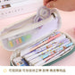 Large-Capacity Durable and Washable Student Stationery Oxford Cloth Storage Bag Transparent Square and Round Pencil Bag Multi-Layer Portable Pencil Bag