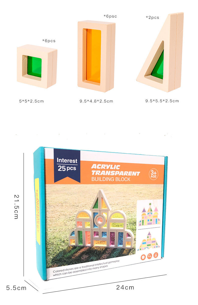 Children's 2025 New Toys Kindergarten Acrylic Building Blocks Wooden Rainbow Kaleidoscope Montessori Building Blocks Small Gifts