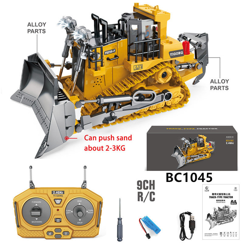 Cross-border charging engineering vehicle 2.4G remote control alloy bulldozer excavator children's electric sound and light remote control toy