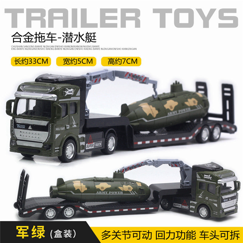 English packaging cross-border children alloy car vehicle trailer fire truck tank excavator pull back toy car