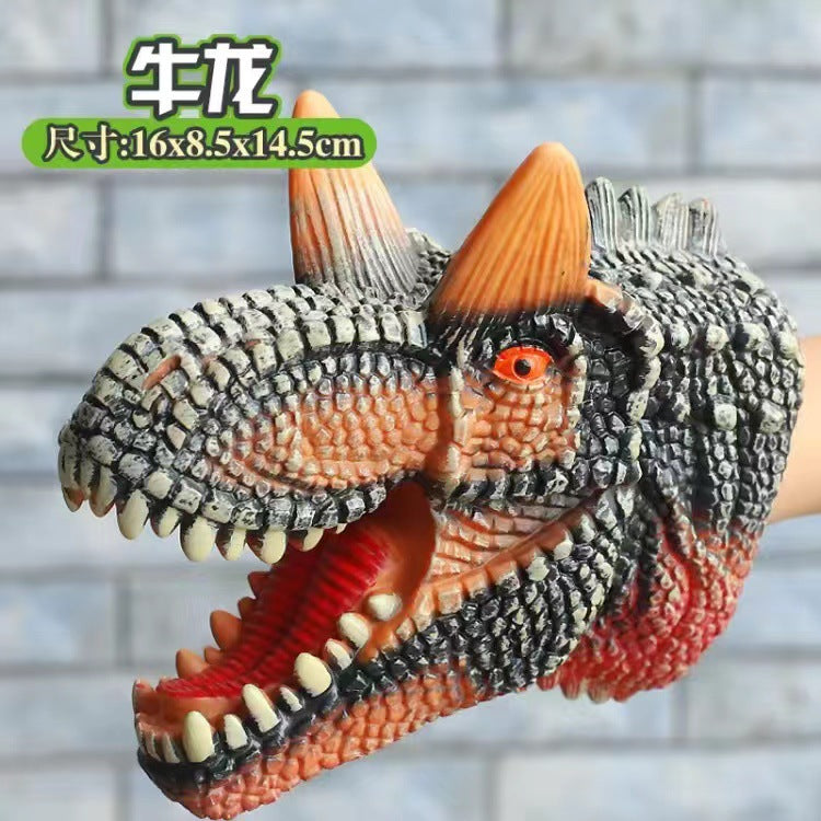 Dinosaur Hand Puppet Cross-Border Wholesale Gloves Soft Rubber Triceratops Tyrannosaurus Rex Children's Simulation Animal Model Boy Toy