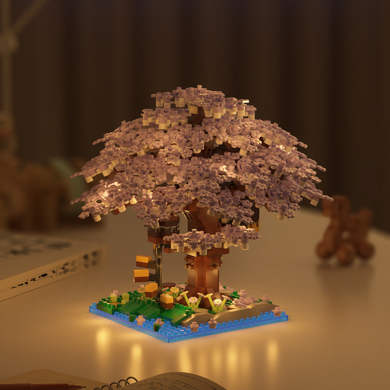 Wow, custom cherry tree building blocks assembled children's toys boys and girls Valentine's Day gift Jihui M2109