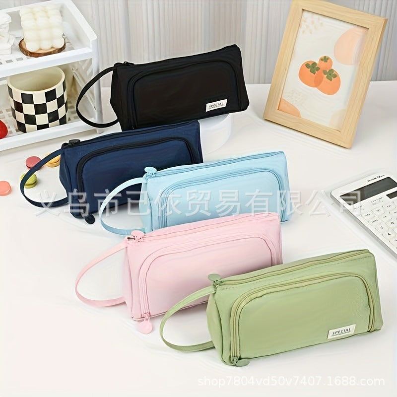 Triangular Large-Capacity Pencil Case and Stationery Box, Thickened Partitioned Storage Student Stationery Bag for Primary, Middle, and High School Students Wholesale