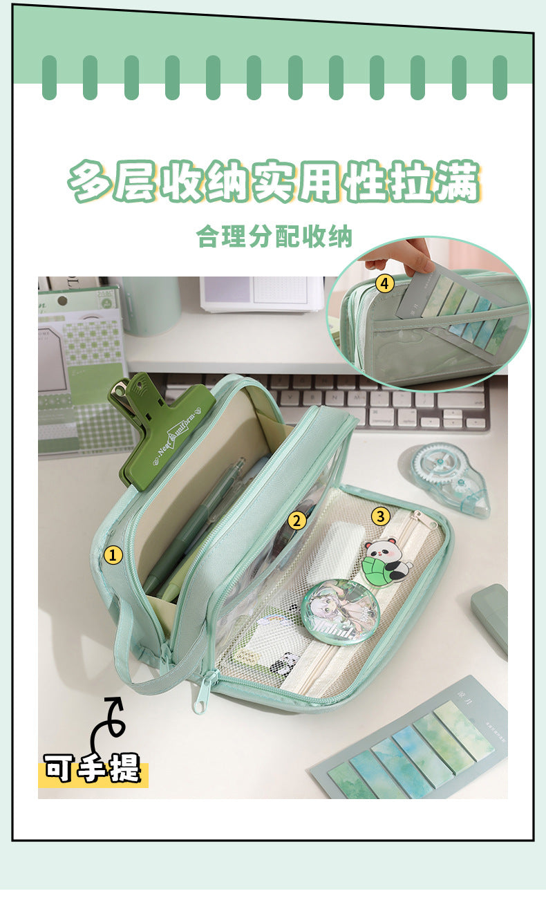 New Simple In-Style Large-Capacity Stationery Bag for Students, High-Looking Stationery Box, Multi-Functional Storage Pencil Case, Pencil Case