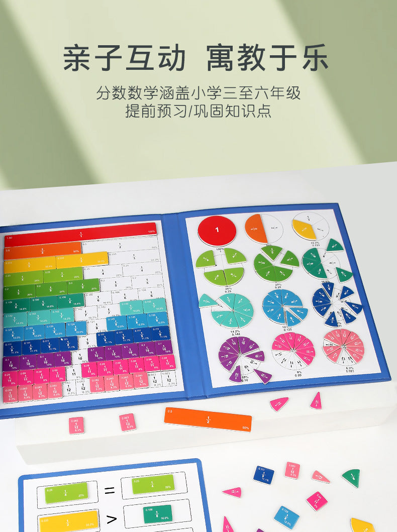 Magnetic Fraction Disk Demonstrator Numerator and Denominator Cognitive Addition and Subtraction Operation Third Grade Primary School Mathematics Teaching Aids Toys