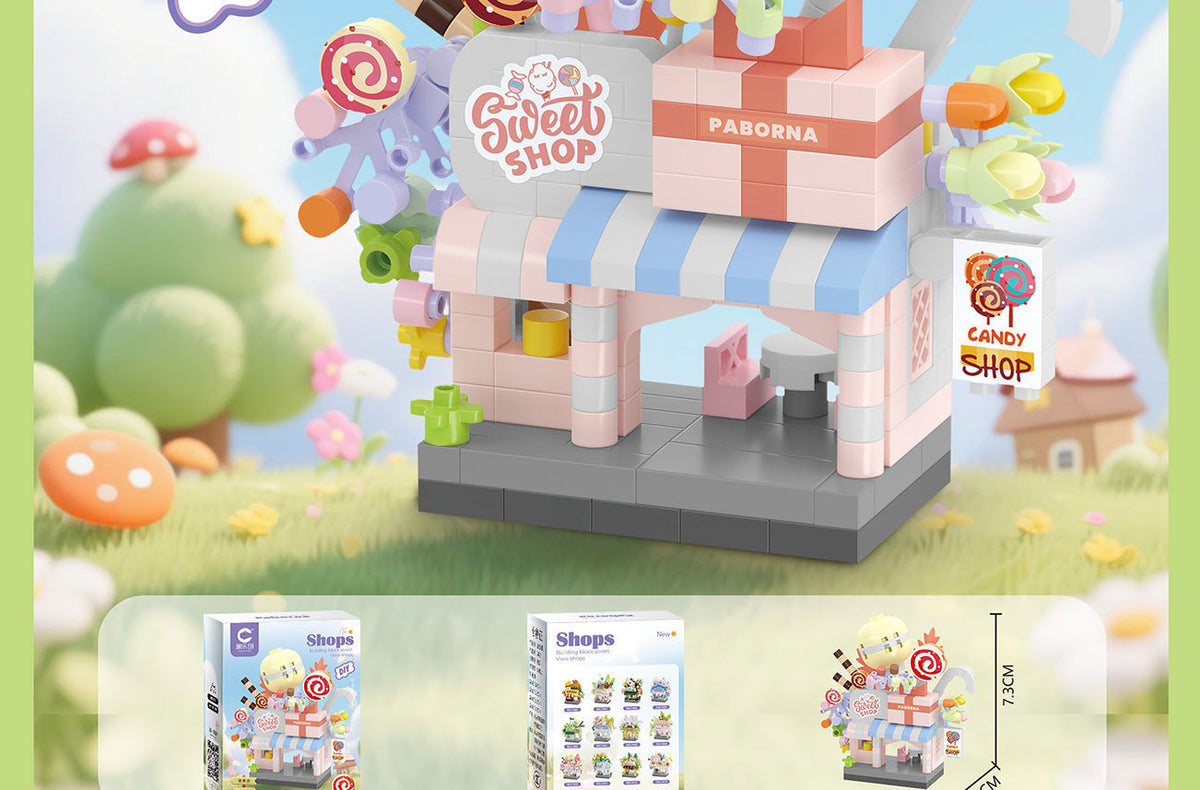 Compatible with Lego City Architecture Street View Hamburg Coffee Flower Shop Small Shop Building Blocks Children's Educational Toys Gifts
