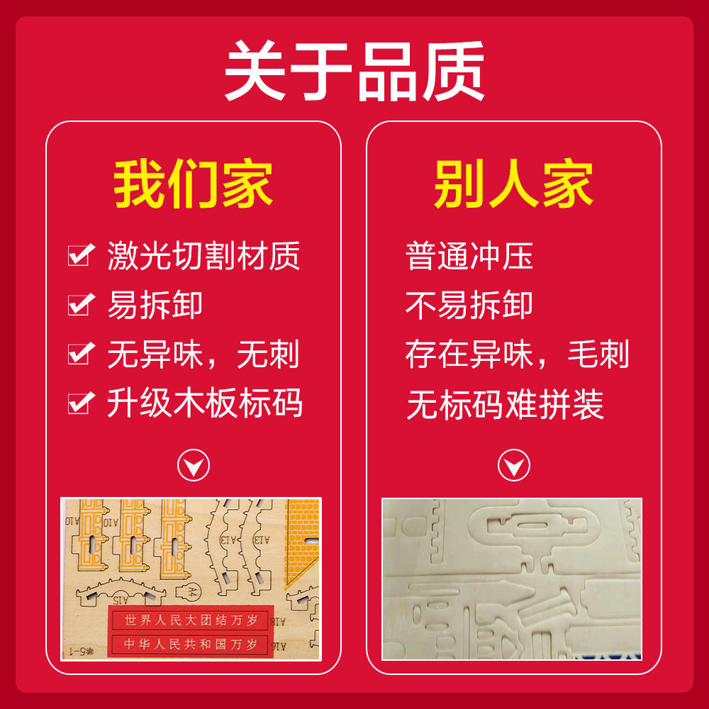 Name factory direct high-quality wood 3D three-dimensional puzzle Hummer cutting small house building Ferris wheel model