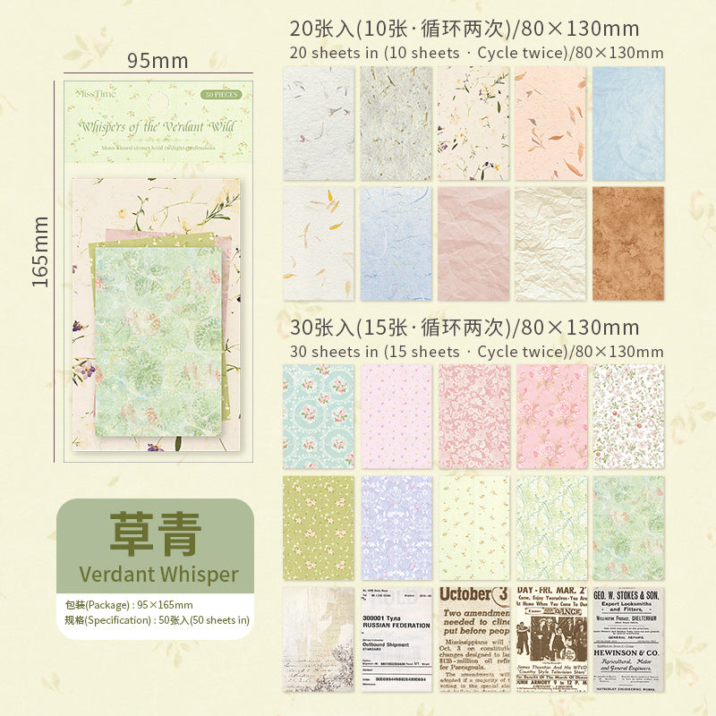 Picking up Korean Material Paper Qingye Whispering Series ins Small Fresh Broken Flowers diy Hand Account Collage Background Material