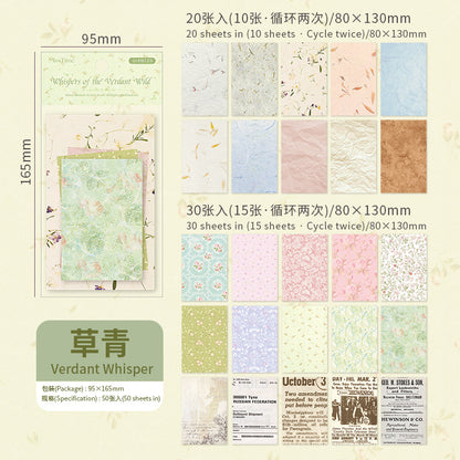 Picking up Korean Material Paper Qingye Whispering Series ins Small Fresh Broken Flowers diy Hand Account Collage Background Material