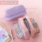 Han Feng Japanese Style New Large Capacity Pencil Case Double Layer Solid Color Multifunctional Pencil Case for Men and Women Middle School Students Pencil Bag