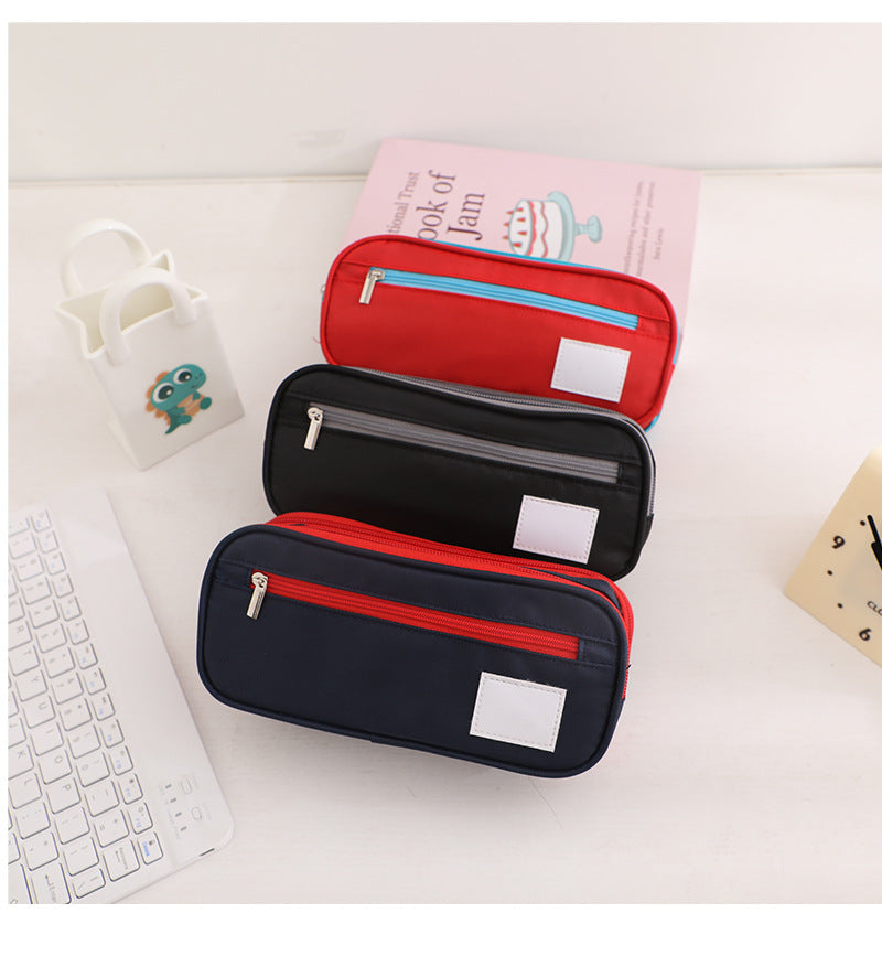 Large-Capacity Stationery Box, Double-Layer Multi-Functional Student Simple Pencil Case, Japanese and Korean Version, Portable Pencil Case for Primary and Secondary School Students