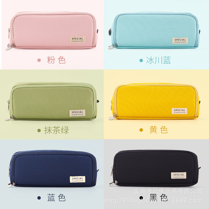 Oxford Cloth Pencil Case with Large Capacity and Multi-Layer Design, Stationery Box for Primary and Secondary School Students, High Aesthetic Value, Simple and Waterproof, Direct from the Source Factory