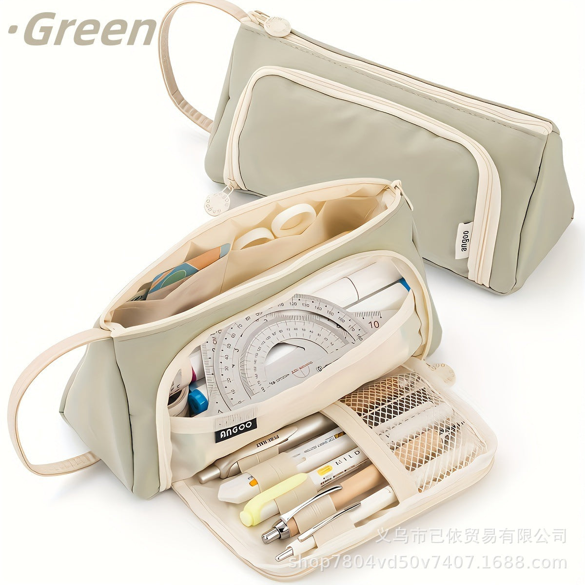 Oxford Cloth Pencil Case with Large Capacity and Multi-Layer Design, Stationery Box for Primary and Secondary School Students, High Aesthetic Value, Simple and Waterproof, Direct from the Source Factory