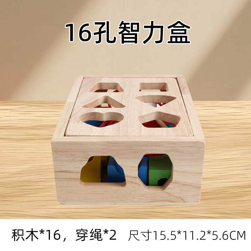 Children's Educational Beaded Five Sets of Column Color Sensory Enlightenment Children's Shape Matching Perception Early Education Wooden Building Blocks Play