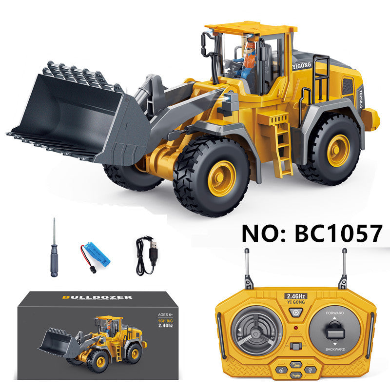 Cross-border charging engineering vehicle 2.4G remote control alloy bulldozer excavator children's electric sound and light remote control toy