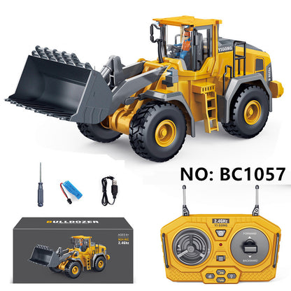 Cross-border charging engineering vehicle 2.4G remote control alloy bulldozer excavator children's electric sound and light remote control toy