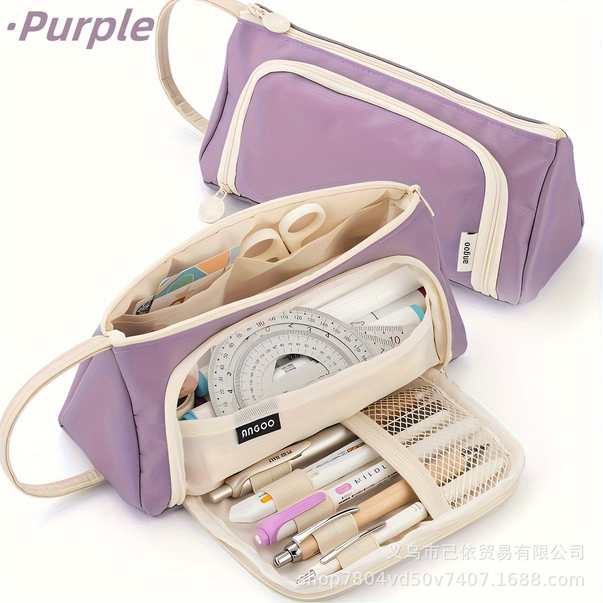 Oxford Cloth Pencil Case with Large Capacity and Multi-Layer Design, Stationery Box for Primary and Secondary School Students, High Aesthetic Value, Simple and Waterproof, Direct from the Source Factory