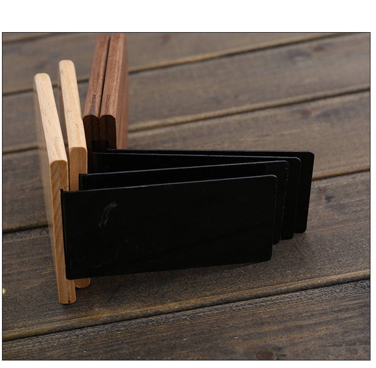 Japanese Style Simple Wooden Book Stand Creative Black Walnut Wood Thickened Bookshelf Bookend Student's Solid Wood Bookend Logo