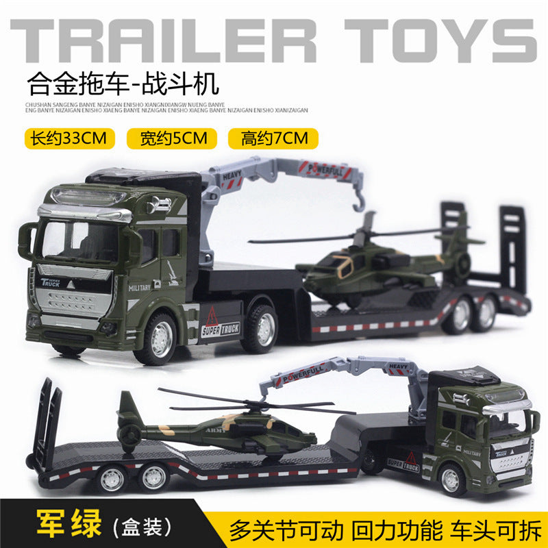 English packaging cross-border children alloy car vehicle trailer fire truck tank excavator pull back toy car