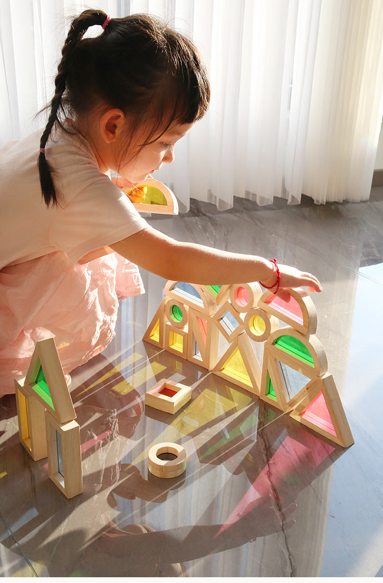 Acrylic Transparent Color Light and Shadow Building Blocks Baby Creative Construction Early Education Educational Toys Children's Rainbow Building Blocks