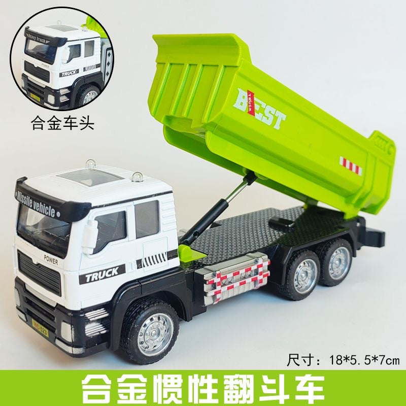 Children's Alloy Artificial Dump Truck Engineering Vehicle Inertia Mixer Truck Oil Tanker Bulldozer Crane Excavator Model