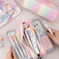 Oxford Cloth Double-Open Pencil Case, Large Capacity Stationery Box, Thickened, Wear-Resistant, Waterproof Pencil Bag for Students, Suitable for Middle and High School Students