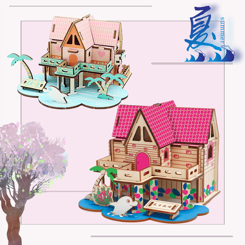 diy hut assembled small house model children's puzzle handmade three-dimensional jigsaw puzzle stall children's toys