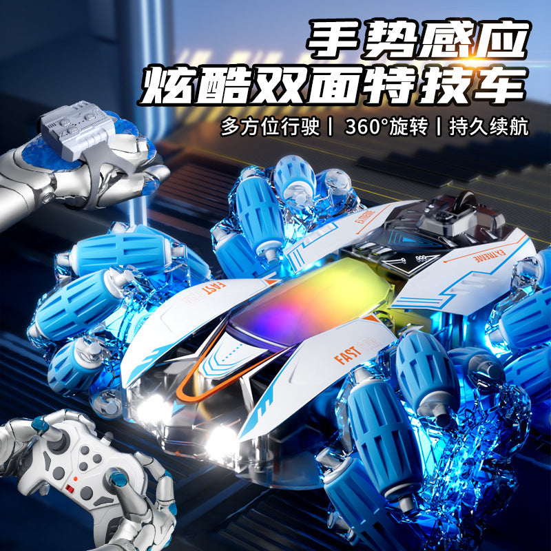 Cross-Border 2.4g Remote Control Car Gesture Sensor Stunt Car Music Light Rolling Double-Sided Car Boy Four-Wheel Drive Drift Car