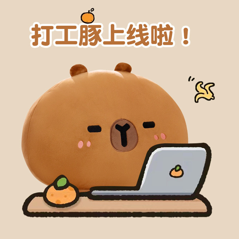 New Capibala Capybara Pillow Soft Cute Dumpling Cute Girl Sleeping Pillow Plush Toy Cross-Border
