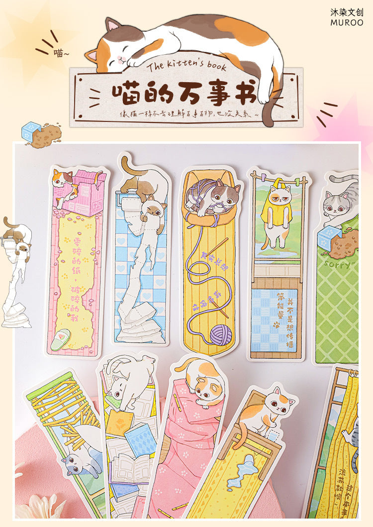 Paper Bookmark Meow's Everything Book Cute Flash Sand Bookmark Student Reading Marker Booklet Creative Gift Writable