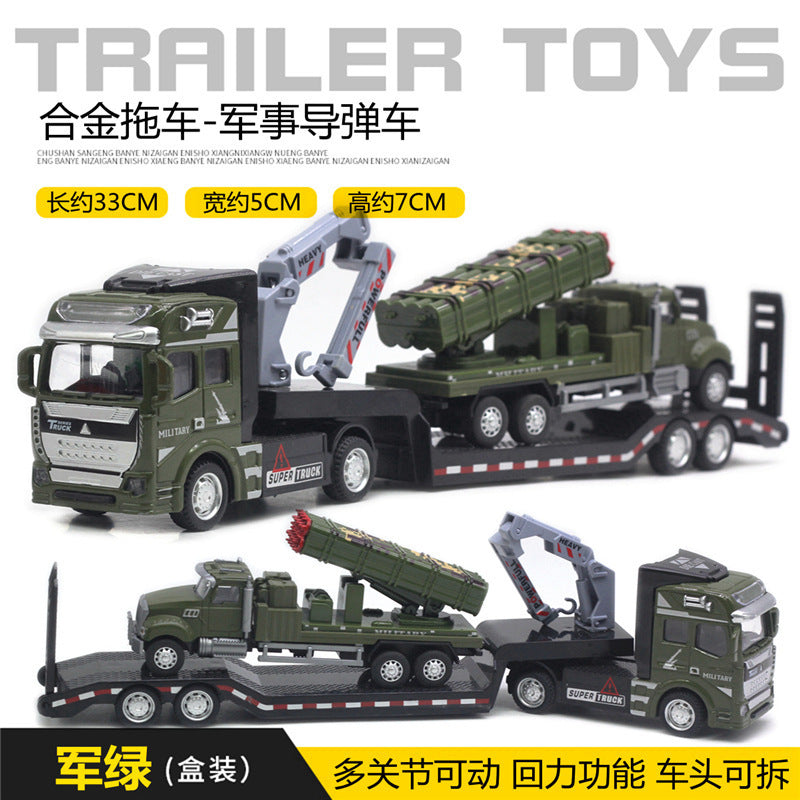 English packaging cross-border children alloy car vehicle trailer fire truck tank excavator pull back toy car