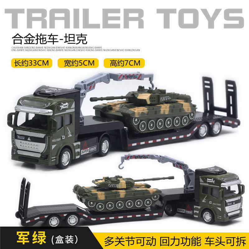 English packaging cross-border children alloy car vehicle trailer fire truck tank excavator pull back toy car
